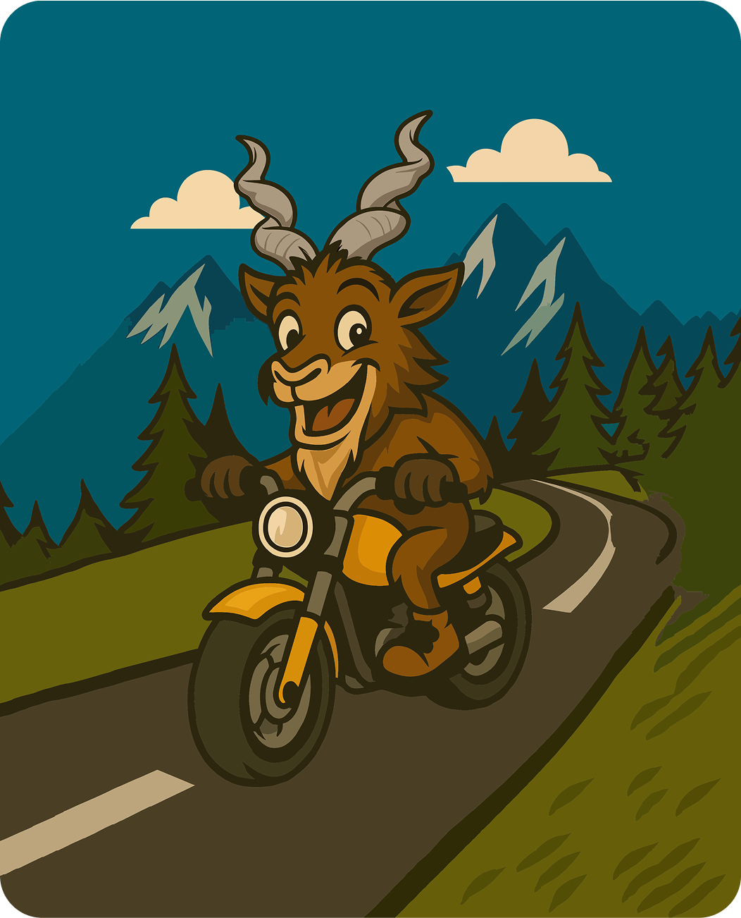 Goat riding bike